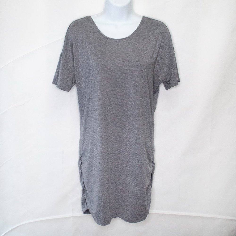 Lucy Ruched Top Women S Small Gray Tunic Long Shirt Athletic Gym Workout JJ05